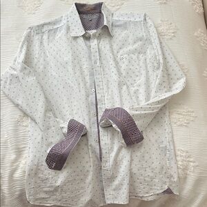 Ted Baker White and Purple Patterned Shirt. Size 4 which is Large but slim fit